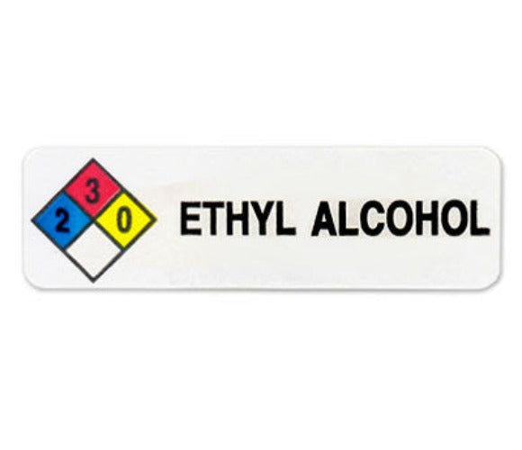 "Ethyl Alcohol" HMIG Safety Labels, 0.75" x 2.5", 250/ROLL