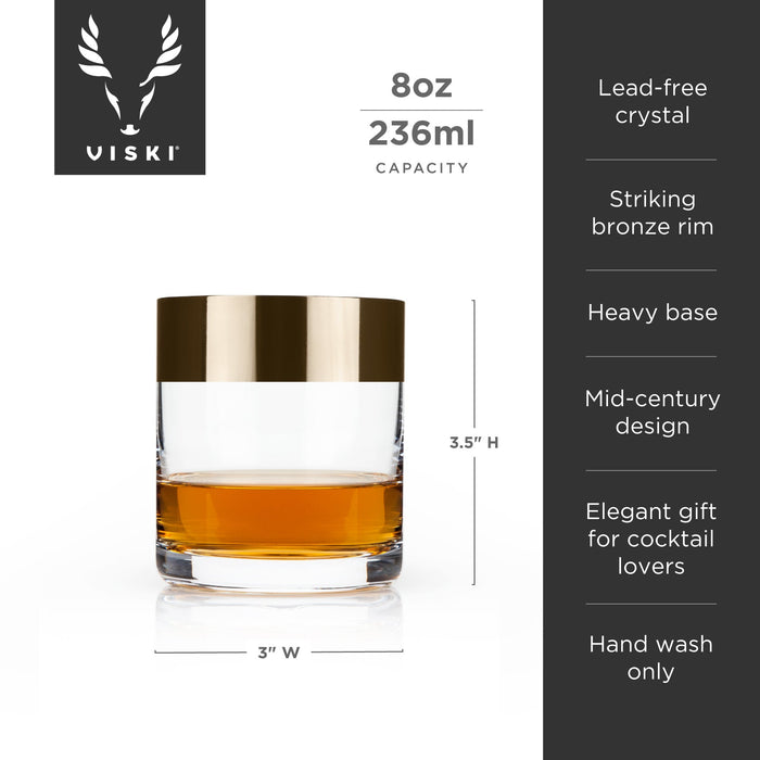 Irving Bronze-Rimmed Crystal Tumblers Set of 2