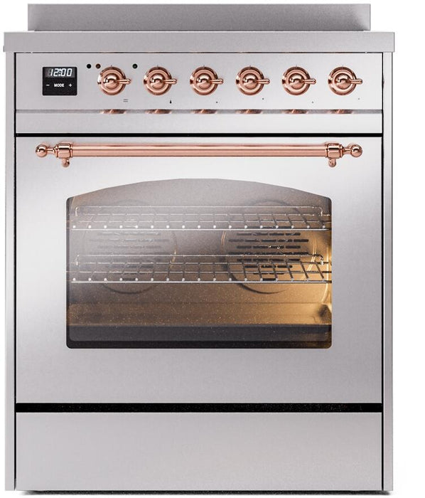 ILVE Nostalgie II 30" Electric Range, Stainless Steel, Copper Trim UPI304NMPSSP