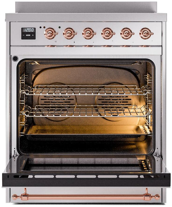 ILVE Nostalgie II 30" Electric Range, Stainless Steel, Copper Trim UPI304NMPSSP