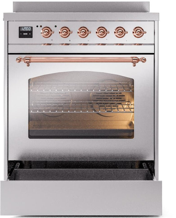 ILVE Nostalgie II 30" Electric Range, Stainless Steel, Copper Trim UPI304NMPSSP