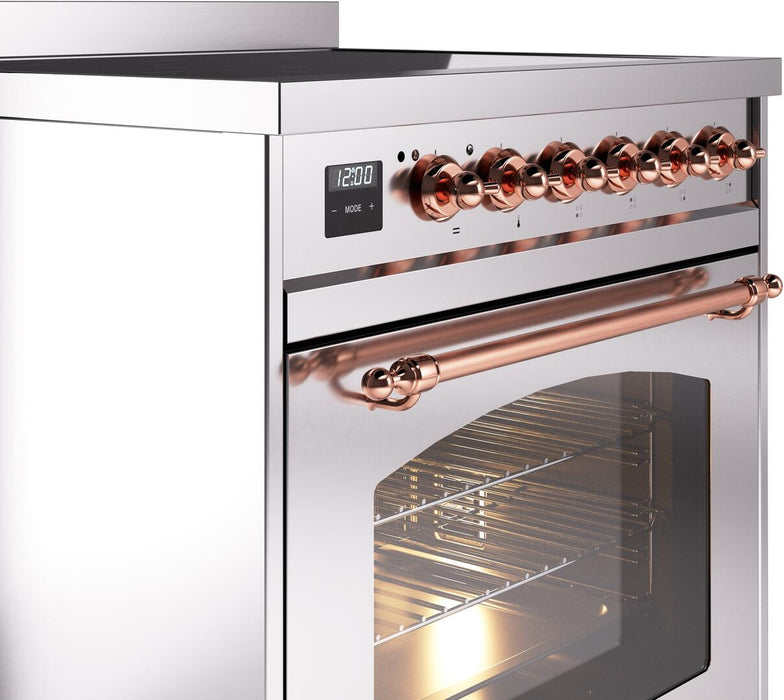ILVE Nostalgie II 30" Electric Range, Stainless Steel, Copper Trim UPI304NMPSSP