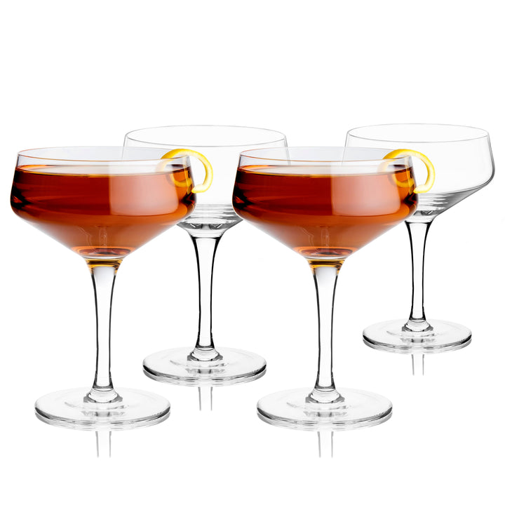 Raye Angled Crystal Coupe Glasses Set of 4 - Thumbnail 3