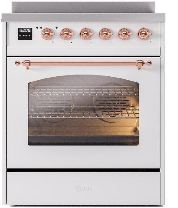 ILVE Nostalgie II 30" Electric Range, White, Copper Trim UPI304NMPWHP