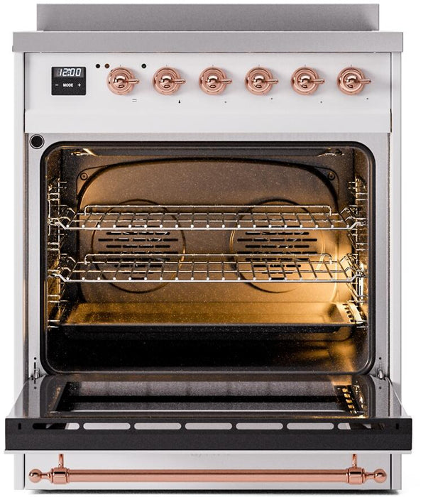 ILVE Nostalgie II 30" Electric Range, White, Copper Trim UPI304NMPWHP