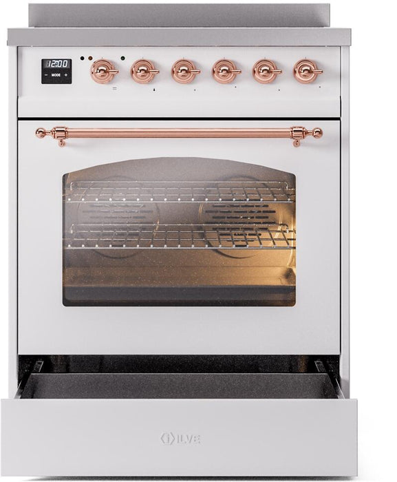 ILVE Nostalgie II 30" Electric Range, White, Copper Trim UPI304NMPWHP