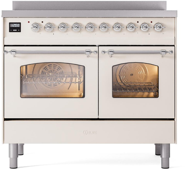 ILVE Nostalgie II 40" Electric Range, Antique White, Chrome Trim UPDI406NMPAWC