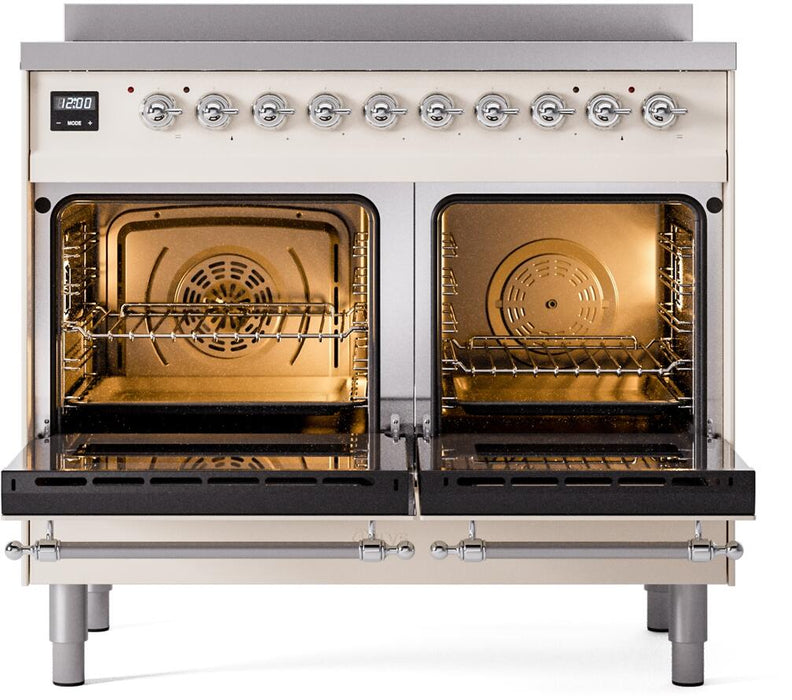 ILVE Nostalgie II 40" Electric Range, Antique White, Chrome Trim UPDI406NMPAWC