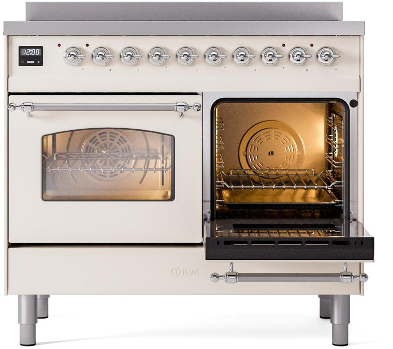 ILVE Nostalgie II 40" Electric Range, Antique White, Chrome Trim UPDI406NMPAWC