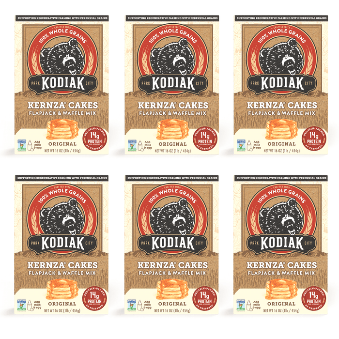 Kodiak Cakes - Kernza Pancake Waffle Mix, 16 oz (Pack of 6) - High Protein Breakfast