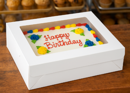 19" x 14" x 6 1/2" White Half Sheet Window Cake - 6ct or 12ct