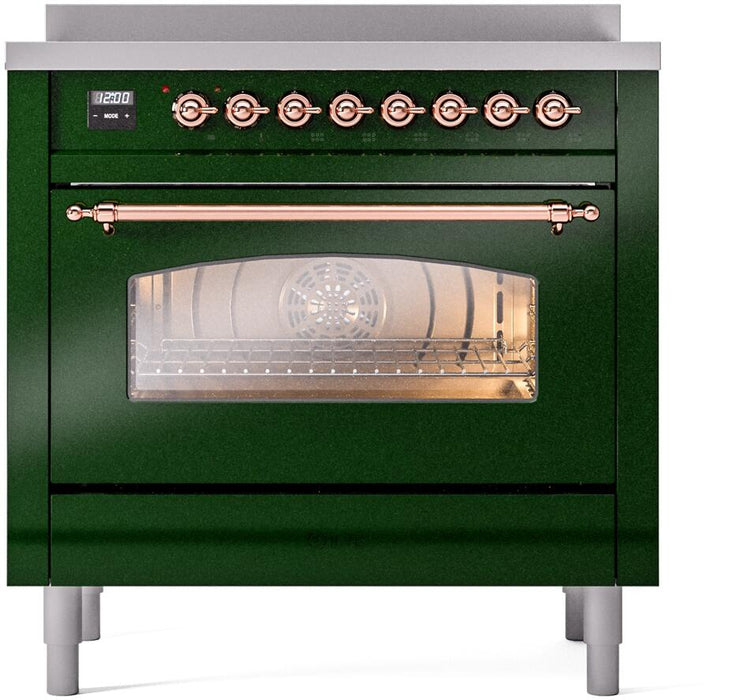 ILVE Nostalgie II 36 " Electric Range, Emerald Green, Copper Trim UPI366NMPEGP