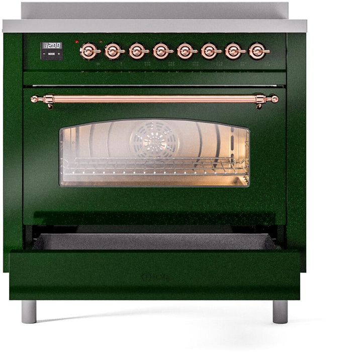 ILVE Nostalgie II 36 " Electric Range, Emerald Green, Copper Trim UPI366NMPEGP