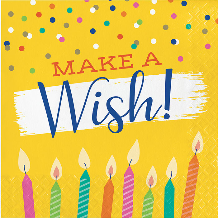 Bulk Festive Cake Make a Wish Luncheon Napkins (192 per Case)