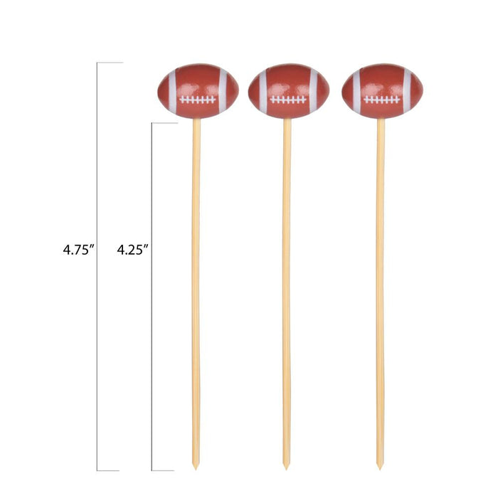 Football Bamboo Food / Cocktail Pick, 4 3/4"  - 100 or 1000 count