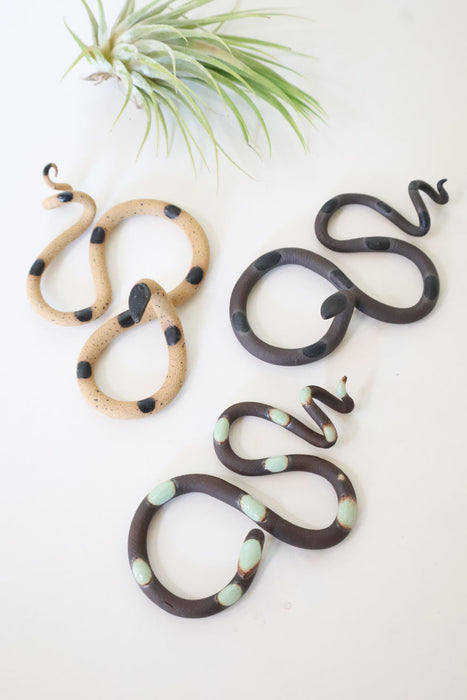 3 Small Ceramic Snakes