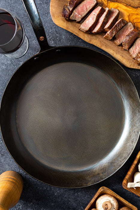 12" Round Carbon Steel Skillet - Hand Forged