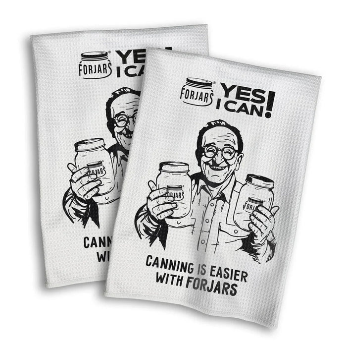 Waffle Towels – White with Printed Patterns (2-Pack)