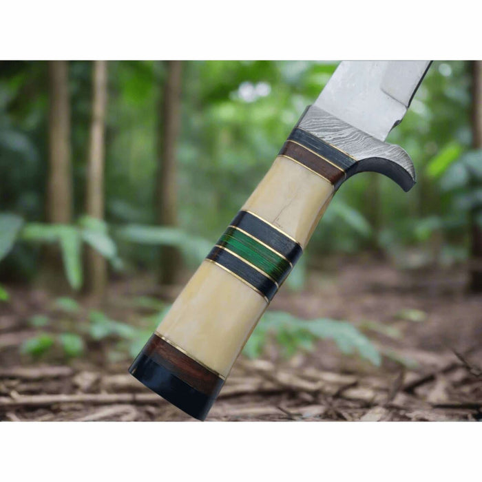 Frontier Jim Bowie Knife with 9 Inch Damascus Clip Point