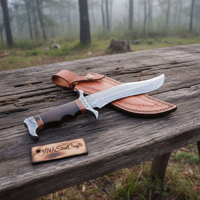 Handmade Frontier Bowie Knife – Damascus Steel Clip Point Blade
