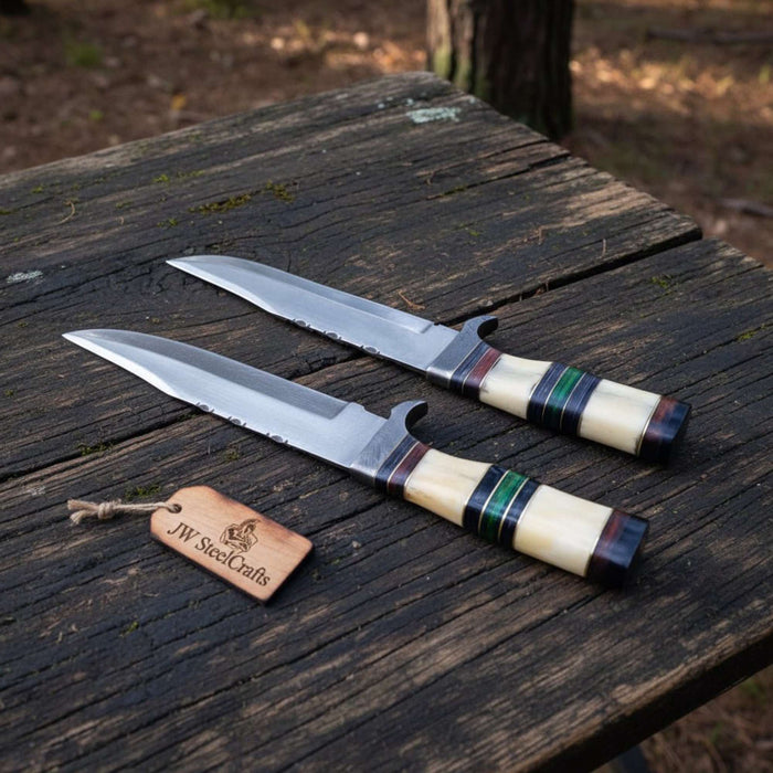 Frontier Jim Bowie Knife Set, High Polished Matched Pair | JW SteelCrafts