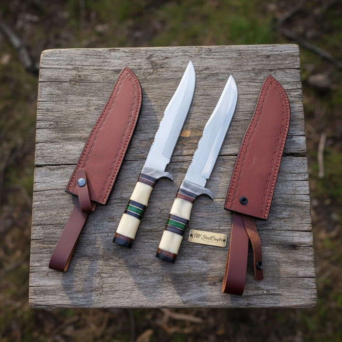 Frontier Jim Bowie Knife Set, High Polished Matched Pair | JW SteelCrafts