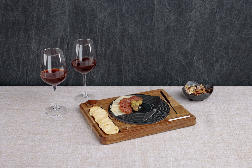 Turntable Acacia and Slate Cheese Board with Knife