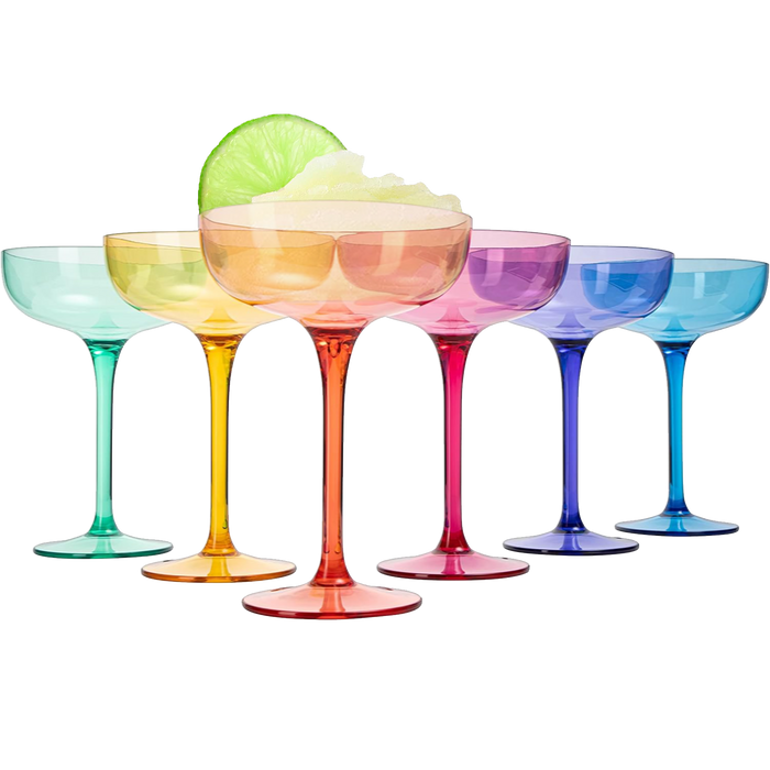 European Style Crystal, Stemmed Wine Glasses, Acrylic Glasses Tritan Drinkware, Unbreakable Muted Color | Set of 6 | Shatterproof BPA-free plastic, Reusable, All Purpose Glassware, Hand Wash Only 15oz