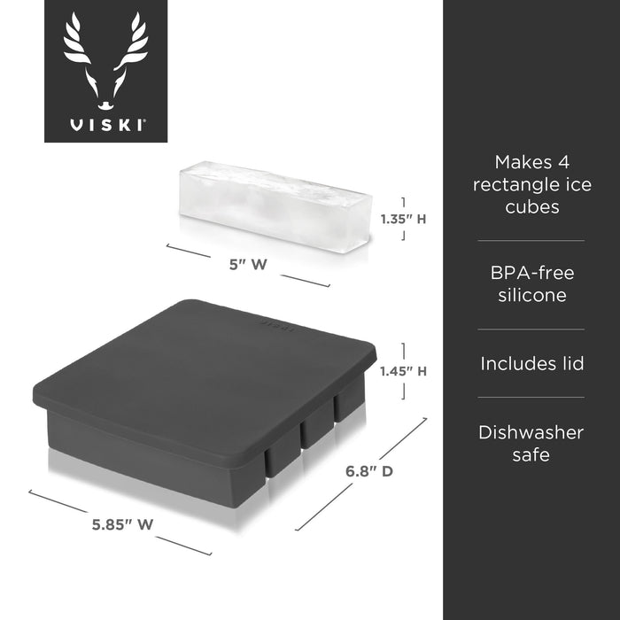 Glacier Highball Ice Cube Tray with Lid in Grey