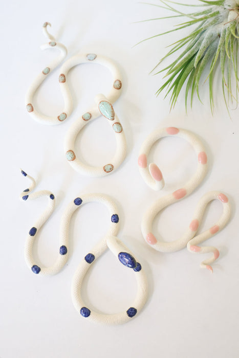 3 Small Ceramic Snakes