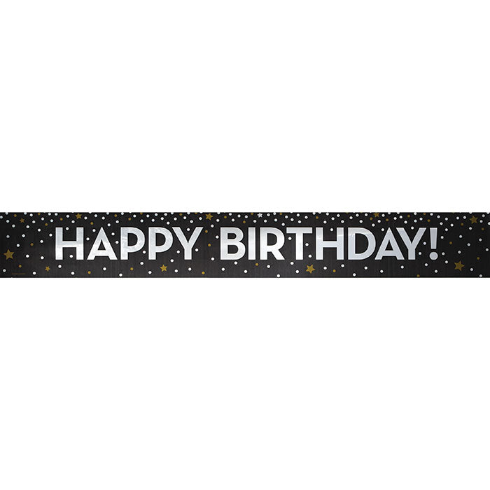 Bulk Gold and Silver Happy Birthday Foil Banners (12 per Case)