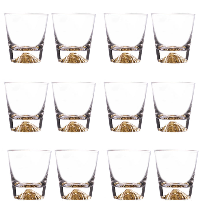 Whiskey Glasses Crystal Clear Gold Heavy Base Bourbon - 10oz
