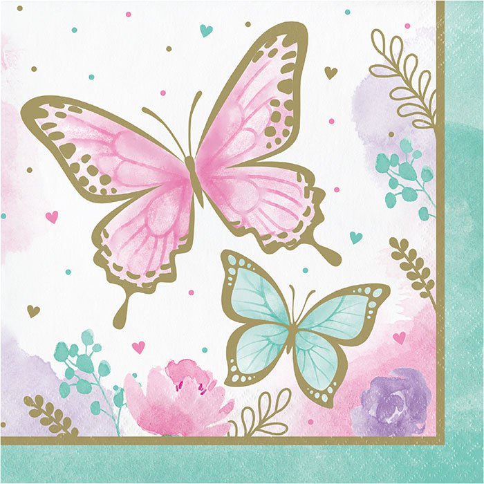 Bulk Shimmering Butterfly Luncheon Napkins (192 per Case)