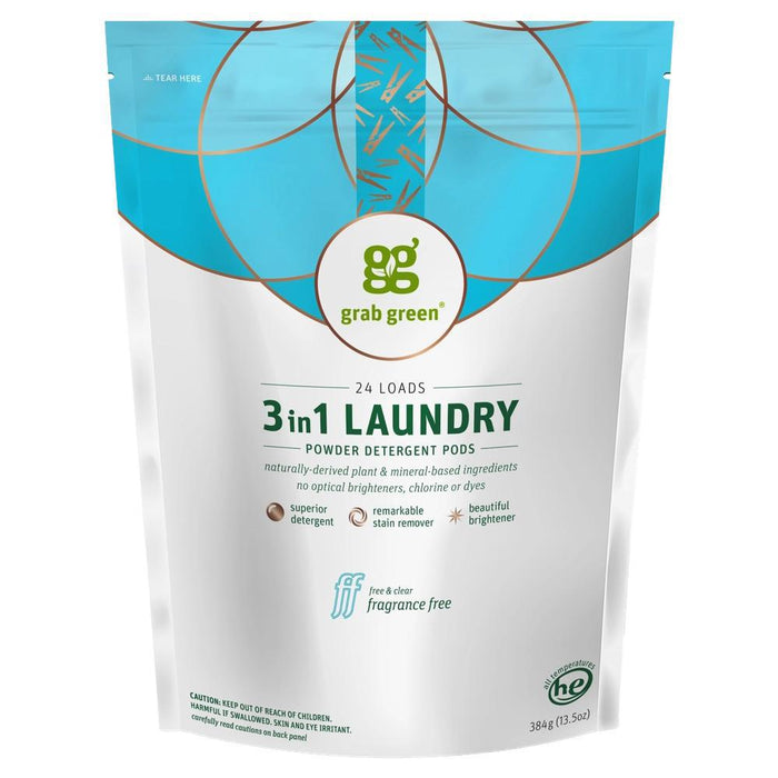 Grab Green - 'Fragrance Free' Laundry Powder Detergent Pods (24CT)