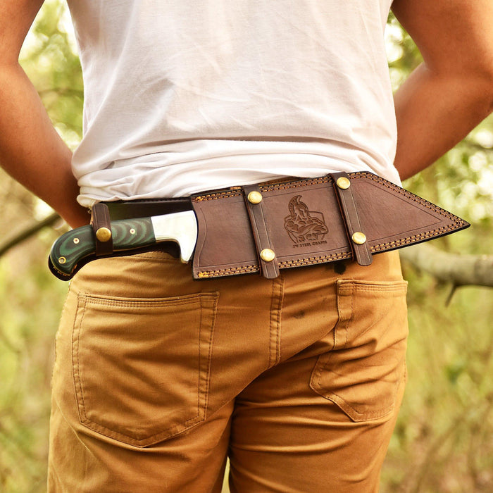 Green Micarta Handle Forged Machete – Full Tang Stainless Steel Outdoor Knife