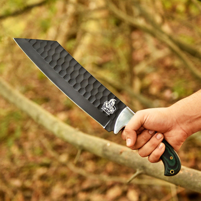 Green Micarta Handle Forged Machete – Full Tang Stainless Steel Outdoor Knife