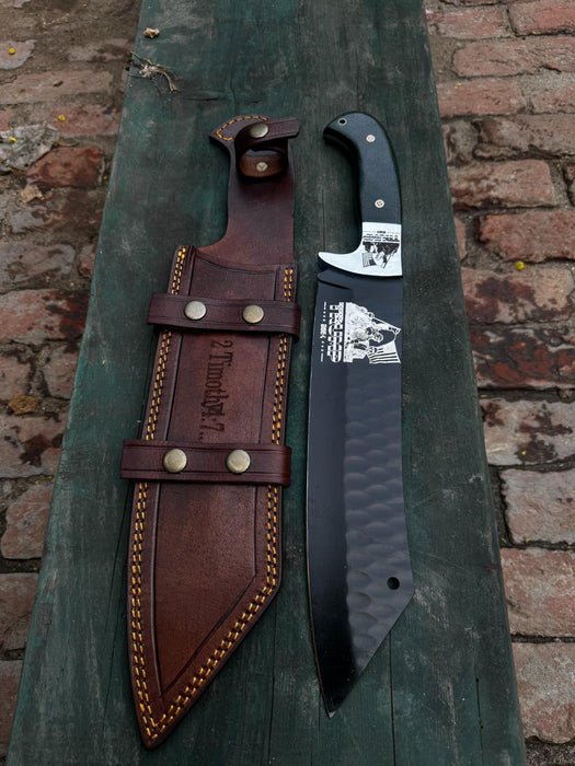 Green Micarta Handle Forged Machete – Full Tang Stainless Steel Outdoor Knife