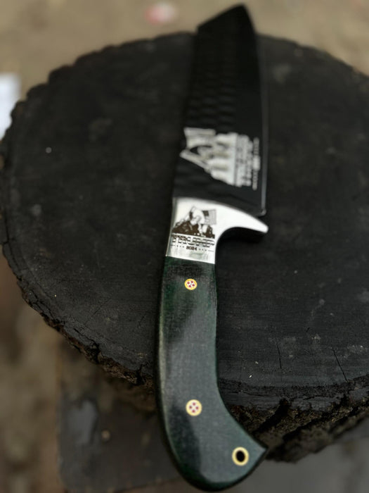 Green Micarta Handle Forged Machete – Full Tang Stainless Steel Outdoor Knife