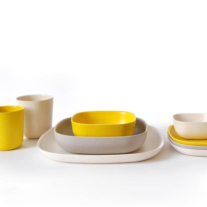 Bamboo Dinner Plate - 4 Piece Set - Off White