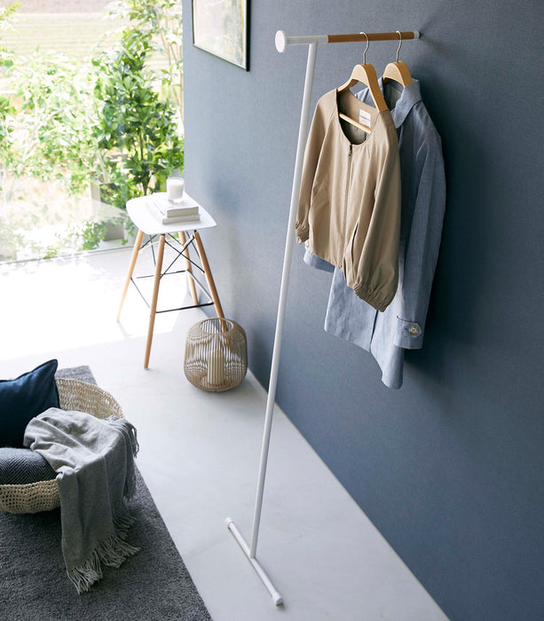 Leaning Clothes Hanger (64" H)  - Steel + Wood