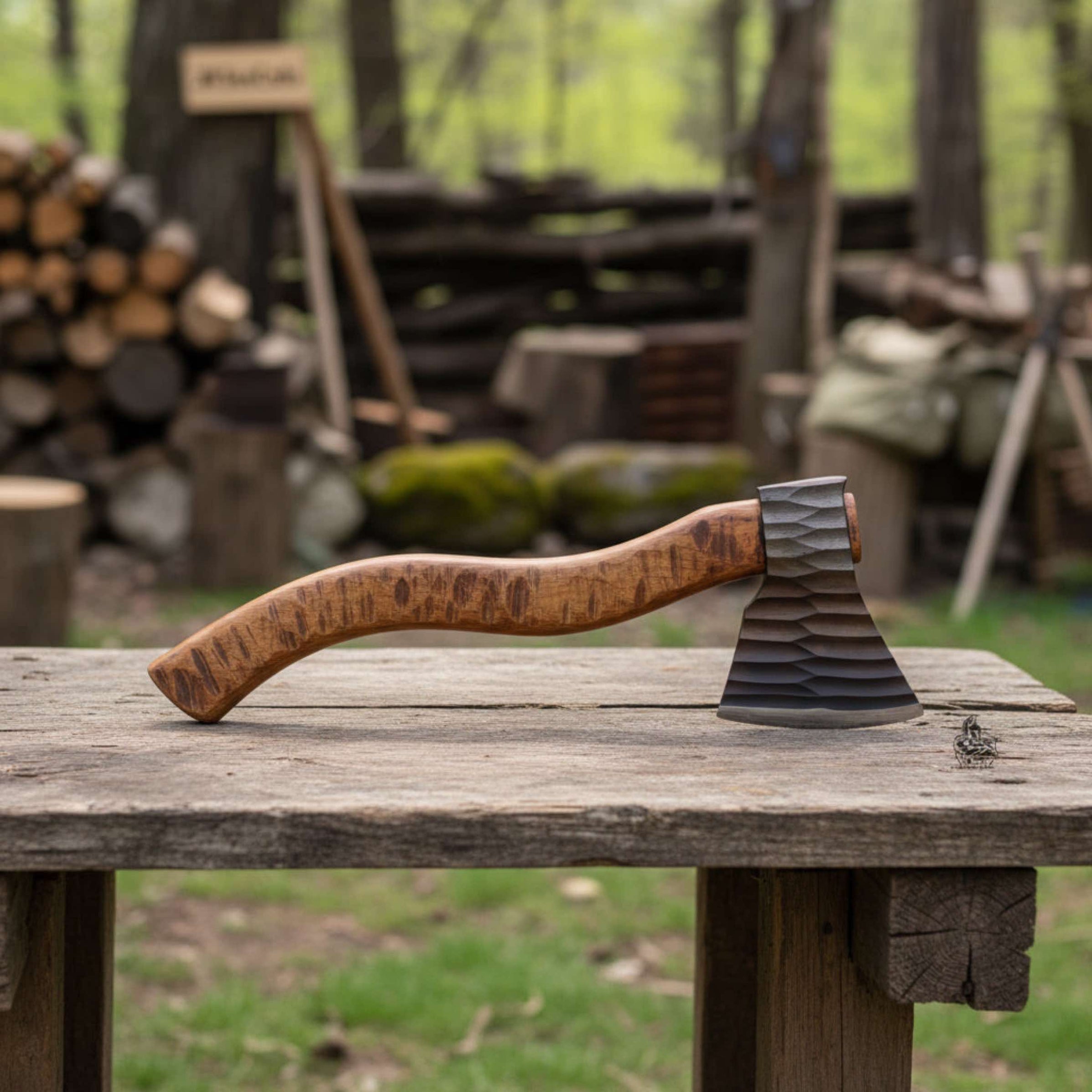 Hand-finished Workshop Axe with Chisel-textured Steel Head and Premium ...