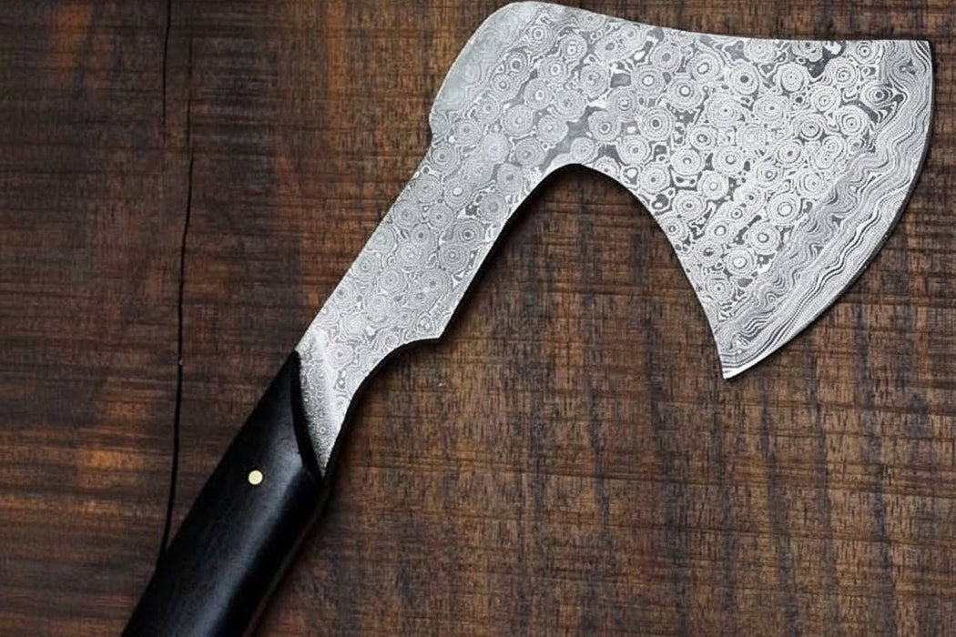 Hand-Forged Bearded Camp Hatchet with Hardwood Handle and Leather Sheath