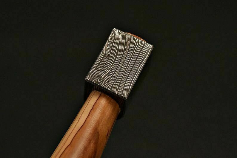 Hand-Forged Damascus Bearded Bushcraft Hatchet with Hardwood Handle