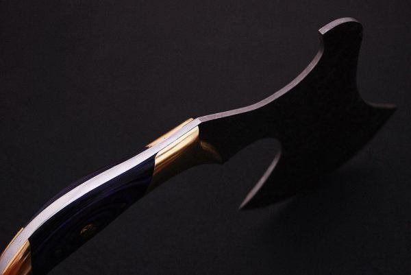 Hand-Forged Damascus Bearded Hatchet with Purple wood and brass Handle