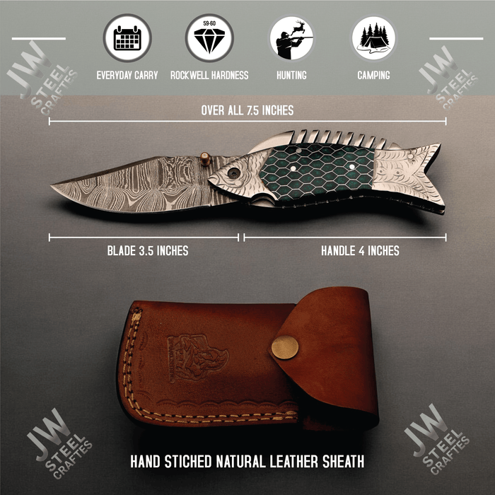 Hand Forged Damascus Steel Folding Knife – Honeycomb, Pinecone & Brass Handle Variations