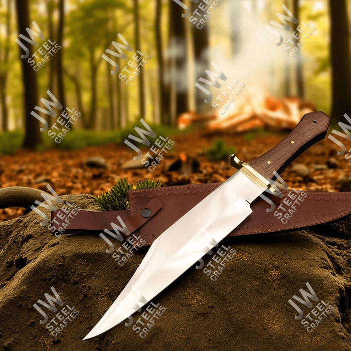 Handmade Carbon Steel Frontier Bowie Knife with Rosewood Handle | JW SteelCrafts
