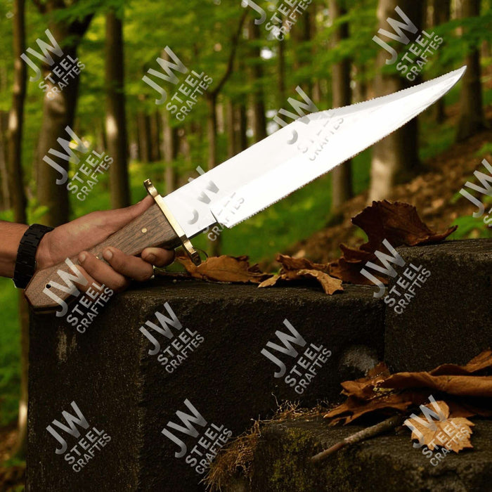 Handmade Carbon Steel Frontier Bowie Knife with Rosewood Handle | JW SteelCrafts