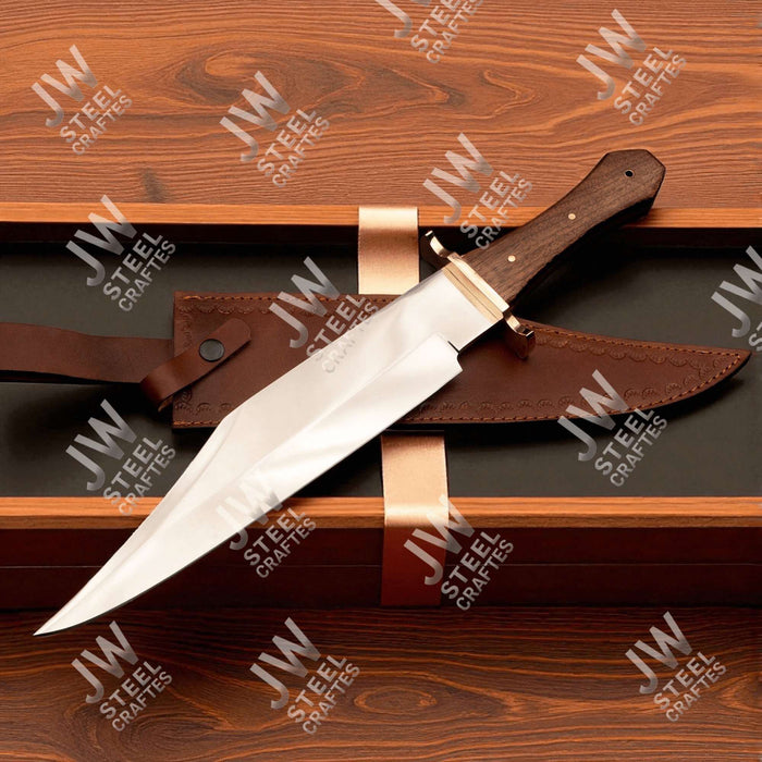 Handmade Carbon Steel Frontier Bowie Knife with Rosewood Handle | JW SteelCrafts
