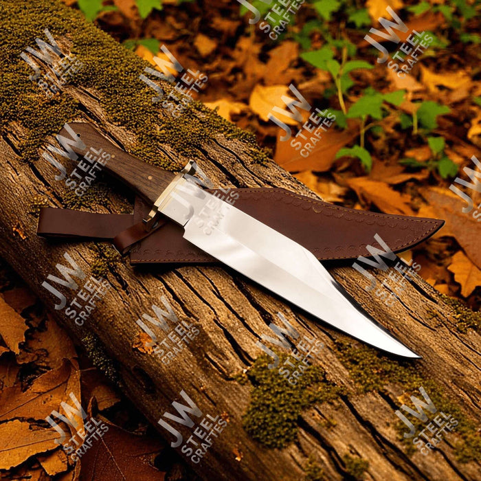 Handmade Carbon Steel Frontier Bowie Knife with Rosewood Handle | JW SteelCrafts