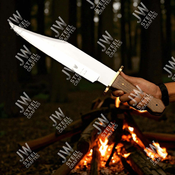 Handmade Carbon Steel Frontier Bowie Knife with Rosewood Handle | JW SteelCrafts